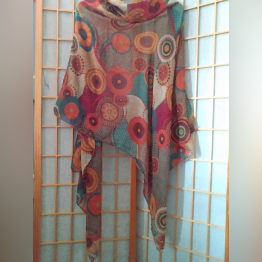 Large Multicolored Rectangular Shawl Scarf - image 2